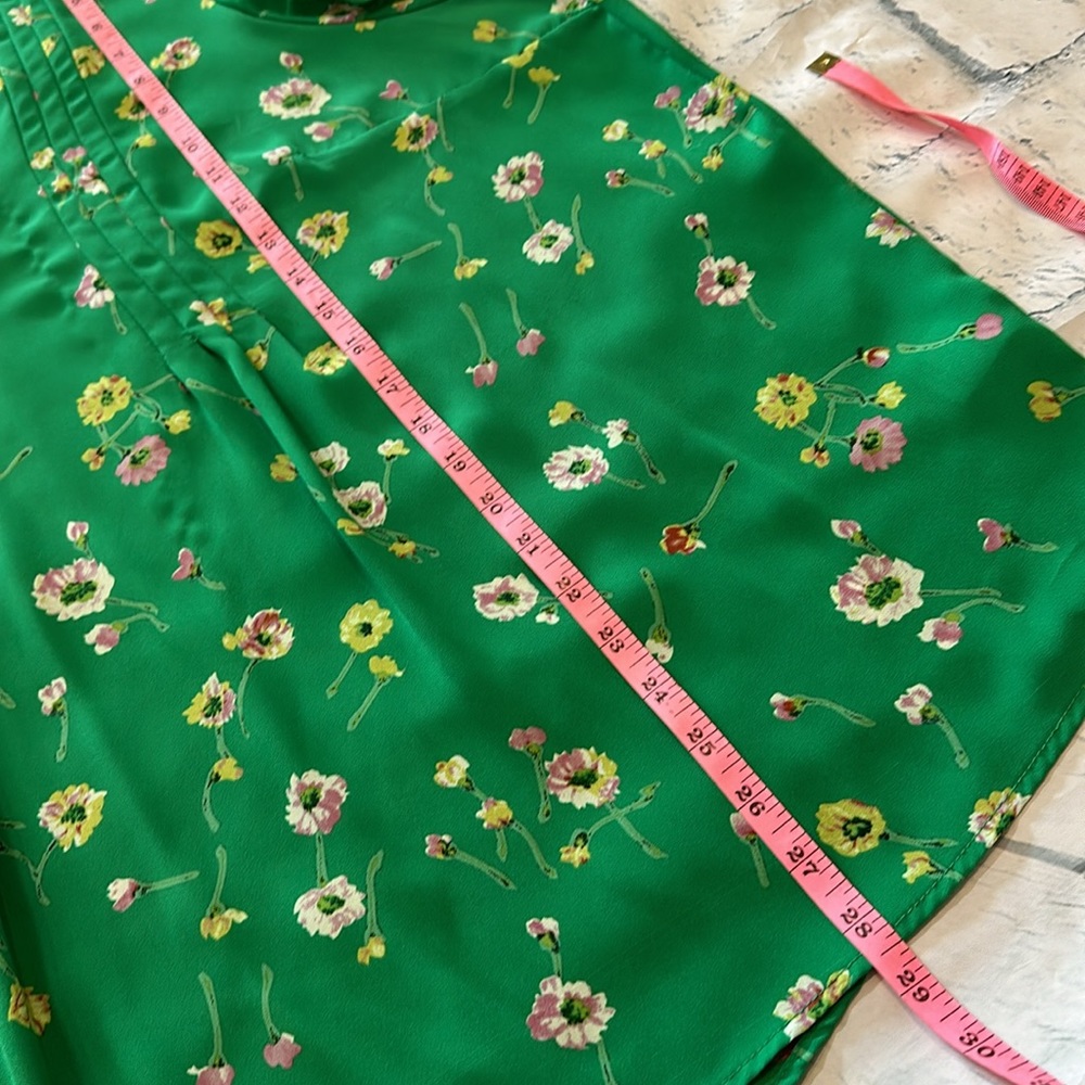 Cynthia Rowley green floral blouse - Picture 7 of 8